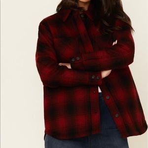 PENDLETON WOMEN'S RED PLAID WOOL WESTERN FLANNEL SHIRT, size large, new, no tags